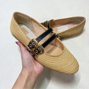 NWT Dolce Vita Baylee Ballet Flats Size 6W Natural Raffia